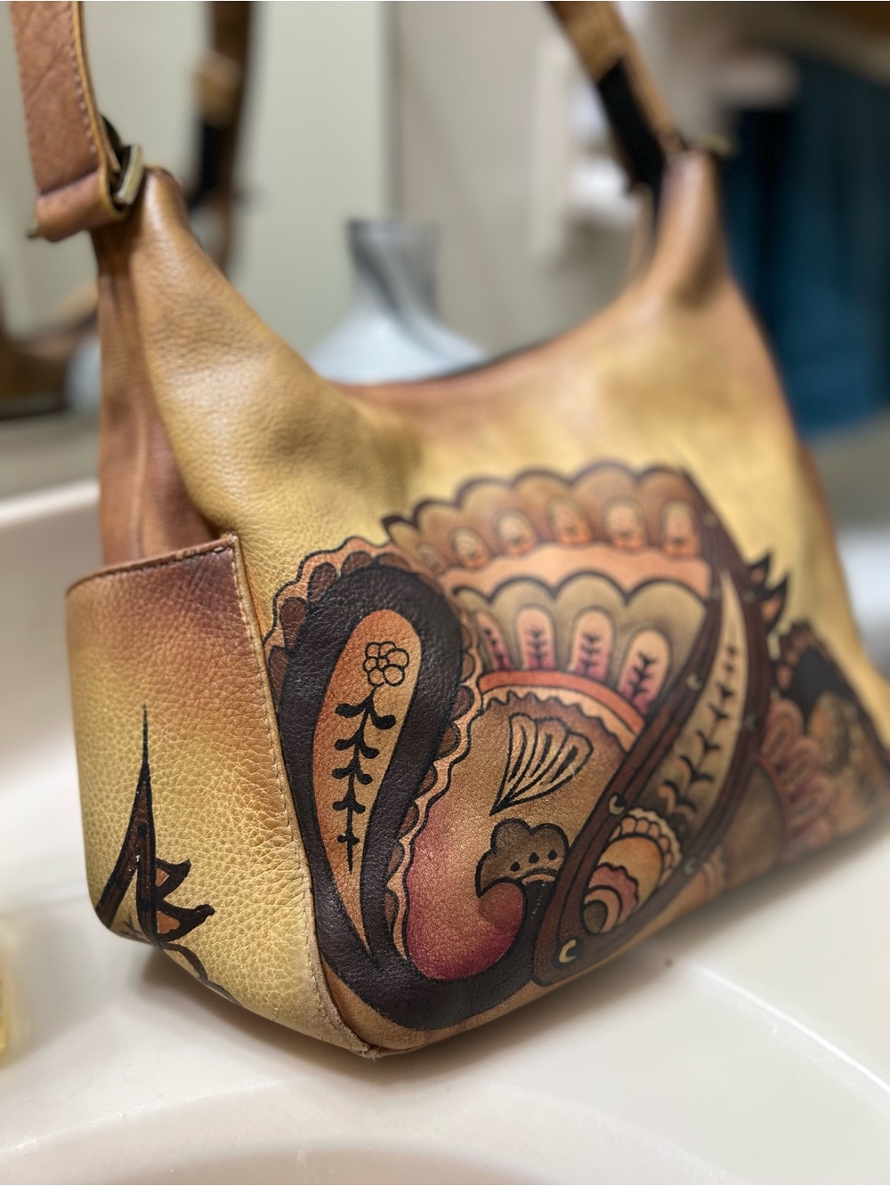 Anuschka Hand Painted Leather Handbag